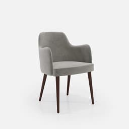 Chaise Accoudoirs Zaza par Zelder en merisier classique et tissu coloris taupe