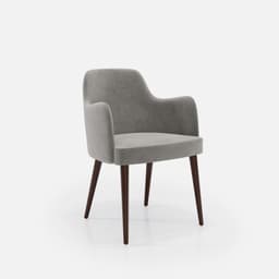 Chaise Accoudoirs Zaza par Zelder en merisier classique et tissu coloris taupe