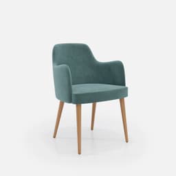 Chaise Accoudoirs Zaza par Zelder en merisier classique et tissu coloris terra rosa