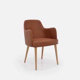 Chaise Accoudoirs Zaza par Zelder en merisier classique et tissu coloris gris perle