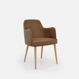 Chaise Accoudoirs Zaza par Zelder en noyer clair et tissu coloris bleu canard