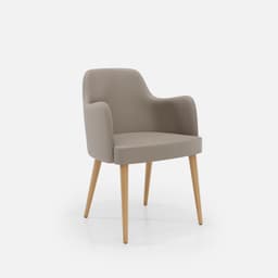 Chaise Accoudoirs Zaza par Zelder en merisier classique et tissu coloris bleu canard