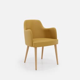 Chaise Accoudoirs Zaza par Zelder en noyer et tissu coloris beige fumé