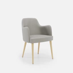 Chaise Accoudoirs Zaza par Zelder en noyer et tissu coloris cendre