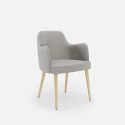 Chaise Accoudoirs Zaza par Zelder en noyer et tissu coloris cendre