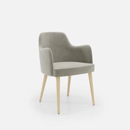 Chaise Accoudoirs Zaza par Zelder en merisier classique et tissu coloris beige fumé