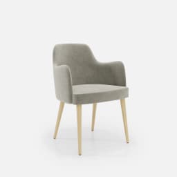 Chaise Accoudoirs Zaza par Zelder en merisier classique et tissu coloris beige fumé