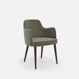Chaise Accoudoirs Zaza par Zelder en noyer clair et tissu coloris terra rosa