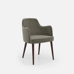 Chaise Accoudoirs Zaza par Zelder en noyer clair et tissu coloris terra rosa