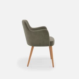 Chaise Accoudoirs Zaza par Zelder en hêtre naturel et tissu coloris taupe