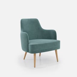 Fauteuil Fixe Zaza par Zelder en noyer clair et tissu coloris gris perle