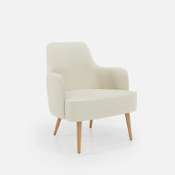 Fauteuil Fixe Zaza par Zelder en merisier classique et tissu coloris beige fumé