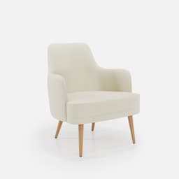 Fauteuil Fixe Zaza par Zelder en merisier classique et tissu coloris beige fumé