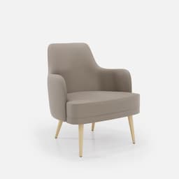 Fauteuil Fixe Zaza par Zelder en merisier classique et tissu coloris taupe