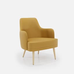 Fauteuil Fixe Zaza par Zelder en merisier classique et tissu coloris terra rosa