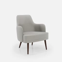 Fauteuil Fixe Zaza par Zelder en merisier classique et tissu coloris gris perle