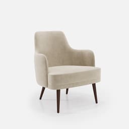 Fauteuil Fixe Zaza par Zelder en merisier classique et tissu coloris bleu canard