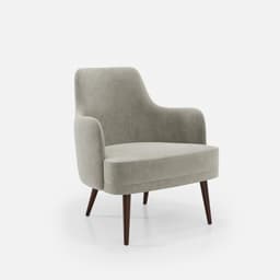 Fauteuil Fixe Zaza par Zelder en noyer et tissu coloris beige fumé