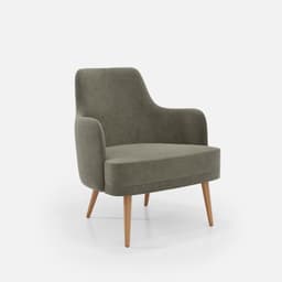Fauteuil Fixe Zaza par Zelder en noyer et tissu coloris cendre
