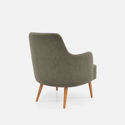 Fauteuil Fixe Zaza par Zelder en hêtre naturel et tissu coloris terra rosa