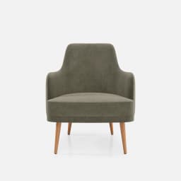 Fauteuil Fixe Zaza par Zelder en hêtre naturel et tissu coloris taupe