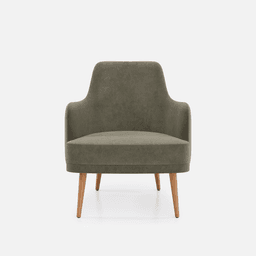 Fauteuil Fixe Zaza par Zelder en hêtre naturel et tissu coloris taupe