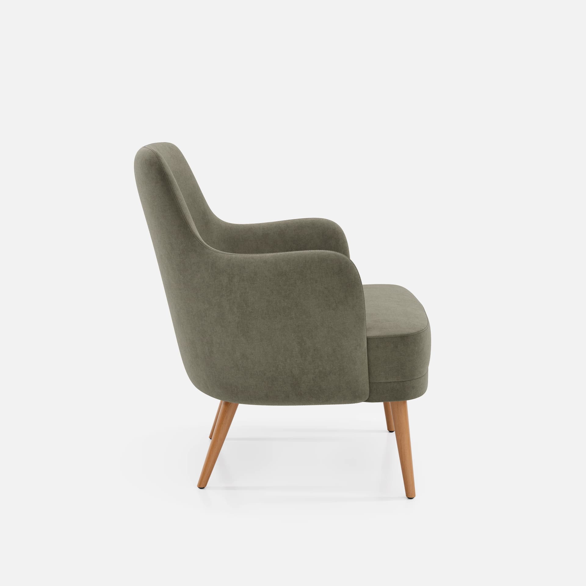 Fauteuil Fixe Zaza par Zelder en hêtre naturel et tissu coloris cendre