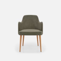 Chaise Accoudoirs Zaza par Zelder en hêtre naturel et tissu coloris terra rosa
