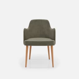 Chaise Accoudoirs Zaza par Zelder en hêtre naturel et tissu coloris terra rosa