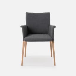 Chaise Accoudoirs Monica Xl par Zelder en hêtre naturel et tissu coloris gris clair