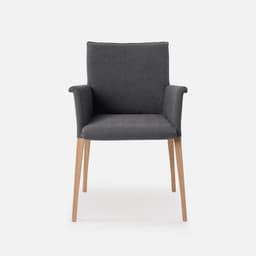 Chaise Accoudoirs Monica Xl par Zelder en hêtre naturel et tissu coloris gris clair