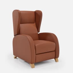 Fauteuil Fixe Pablo par Zelder en hêtre naturel et simili coloris chocolat