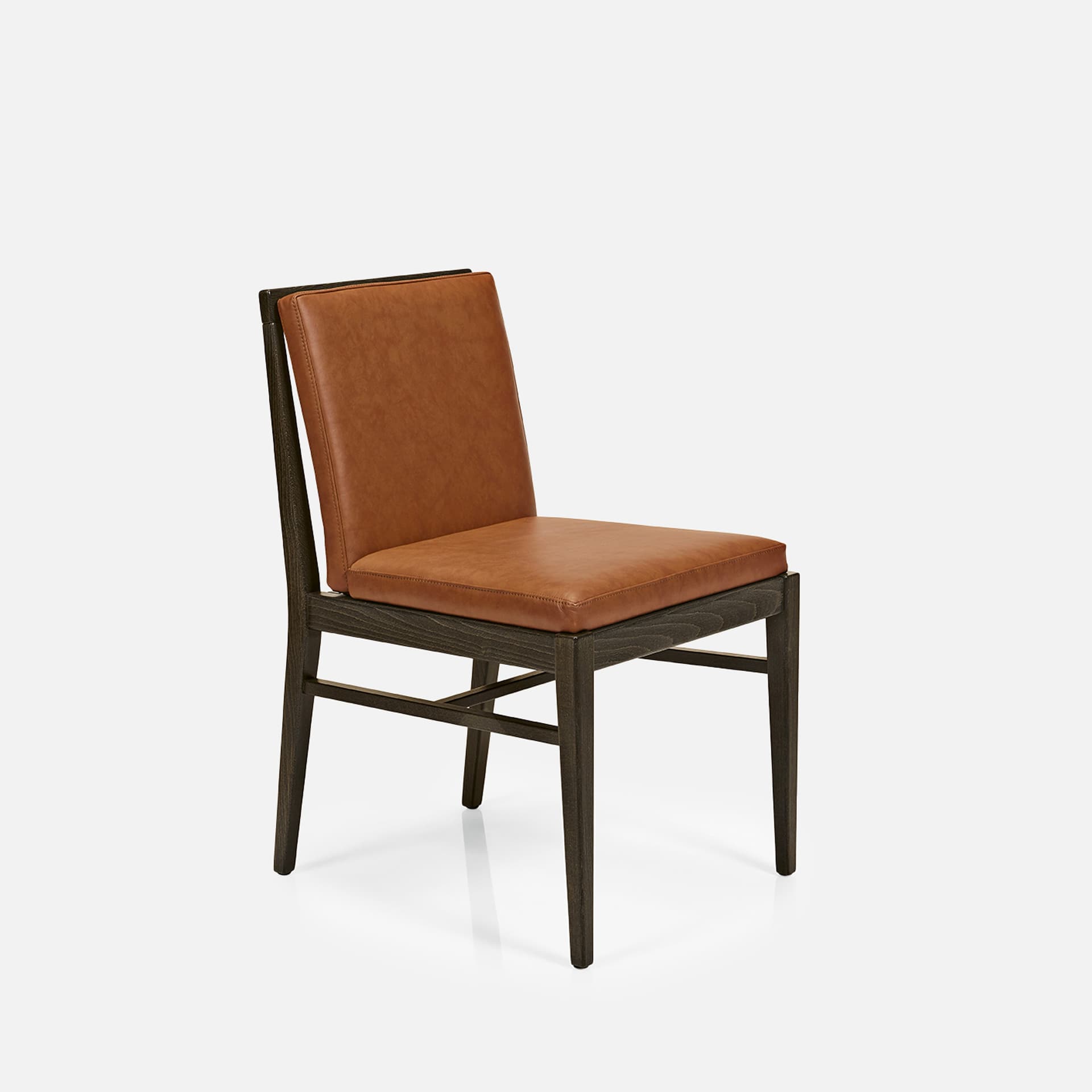 Chaise Aurora Sans Accoudoirs par Zelder en bois hêtre naturel et revètement tissu coloris beige fumé