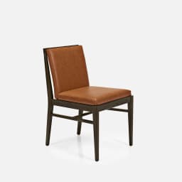 Chaise Aurora Sans Accoudoirs par Zelder en bois hêtre naturel et revètement tissu coloris beige fumé
