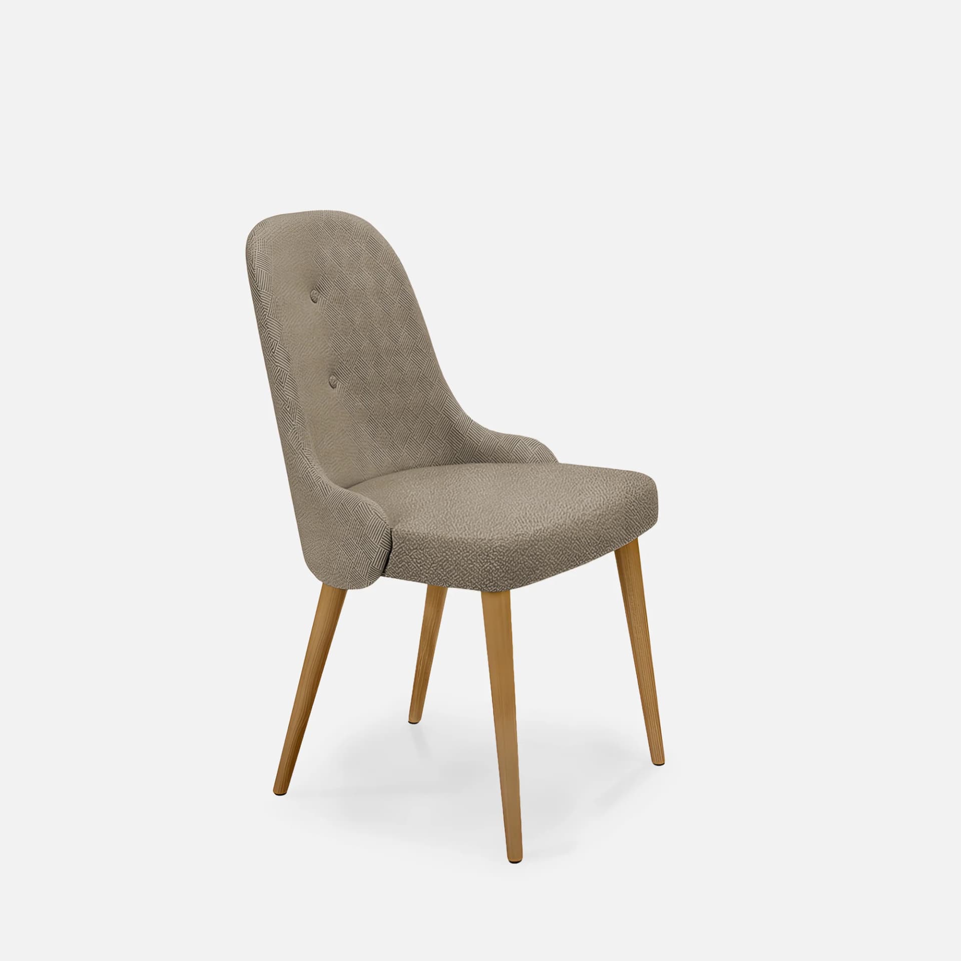 Chaise Sans Accoudoirs Jolene par Zelder en bois hêtre naturel et revètement tissu coloris beige fumé