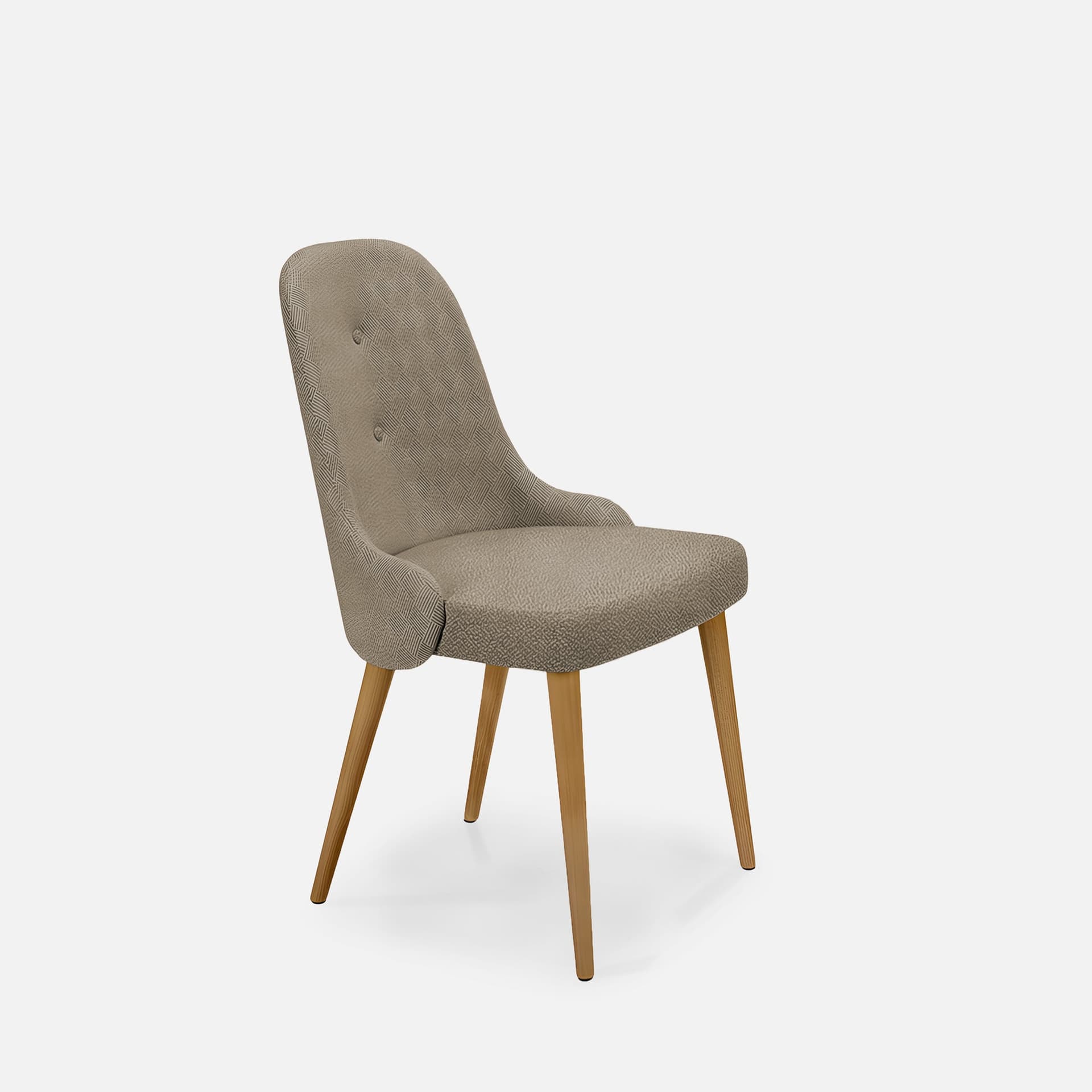 Chaise Sans Accoudoirs Jolene par Zelder en bois hêtre naturel et revètement tissu coloris beige fumé
