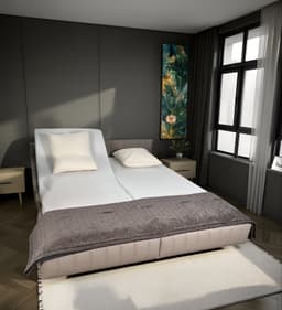 Lit Leonard Double Motorise par Zelder en 200cm et tissu coloris blanc