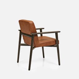 Chaise May Avec Accoudoirs par Zelder en hêtre naturel et tissu coloris terra rosa