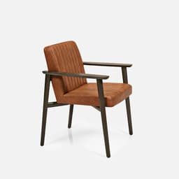 Chaise May Avec Accoudoirs par Zelder en hêtre naturel et tissu coloris taupe