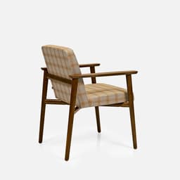 Chaise May Avec Accoudoirs par Zelder en hêtre naturel et tissu coloris cendre