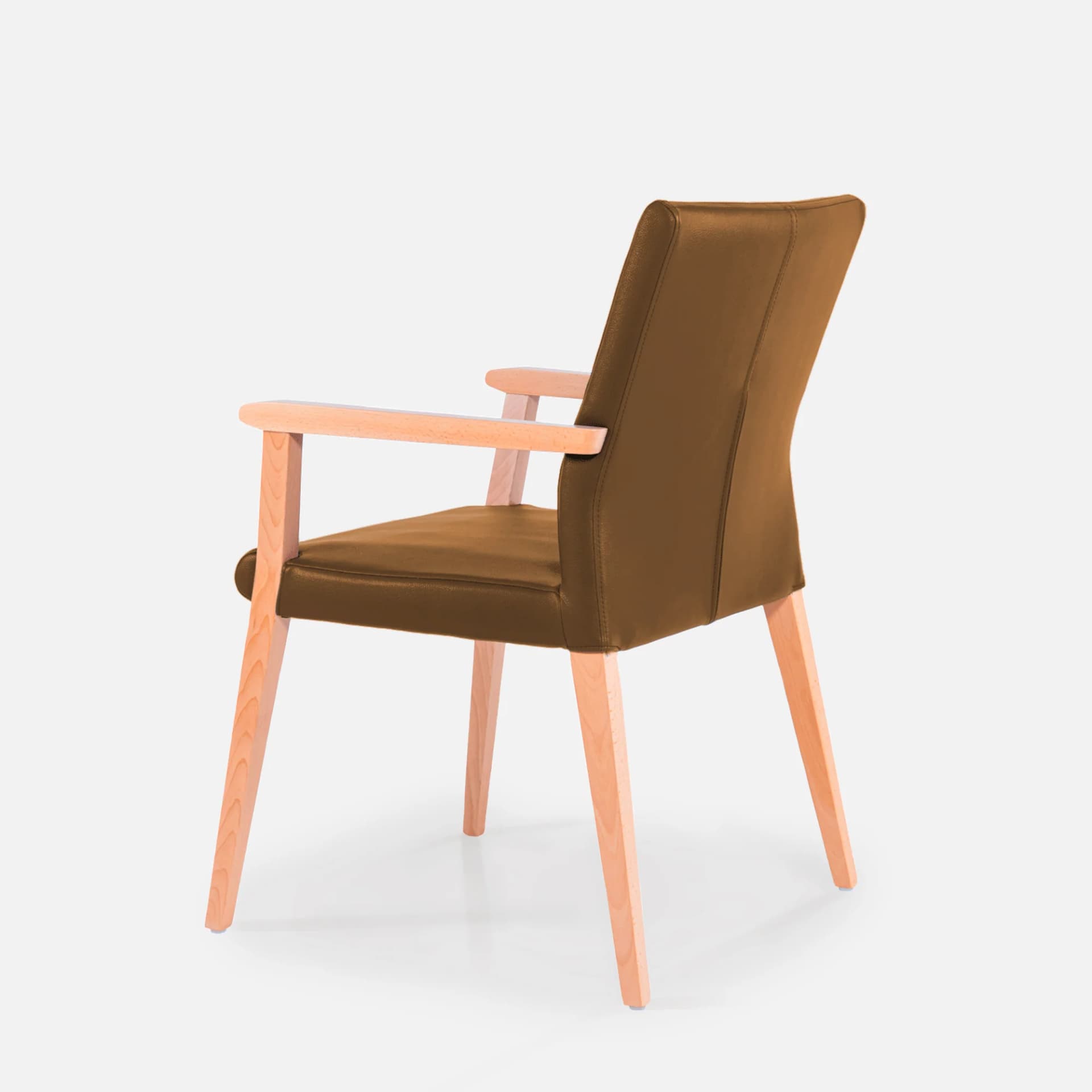 Chaise Avec Accoudoirs Monica par Zelder en hêtre naturel et tissu coloris beige