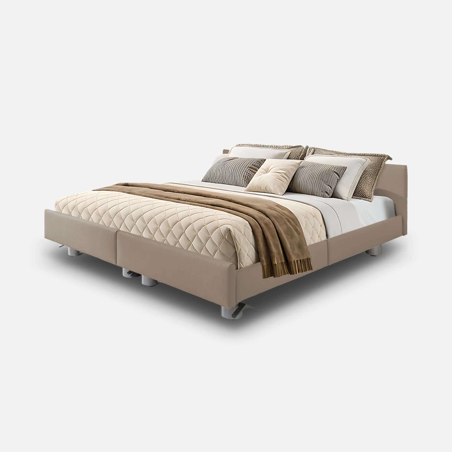 Lit Leonard Double Motorise par Zelder en longueur 200cm et revêtement simili coloris blanc